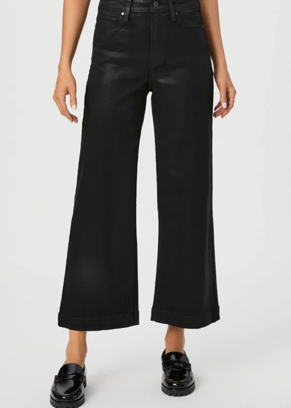 Paige Anessa Wide Leg Jeans - Black Luxe Coating | Jeans