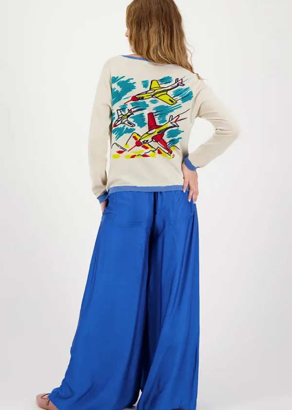 Me369 Annie Wide Leg Pants - Blue | Trousers