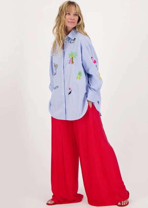 Me369 Annie Wide Leg Pants - Red | Trousers