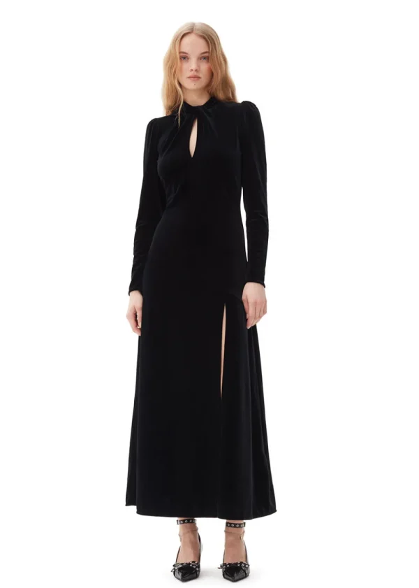 GANNI Black Velvet Long Dress | Dresses