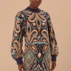 Farm Rio Blue Pineapple Ikat Sweater Dress | Dresses