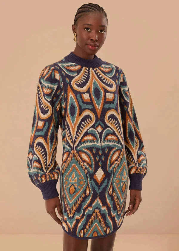 Farm Rio Blue Pineapple Ikat Sweater Dress | Dresses