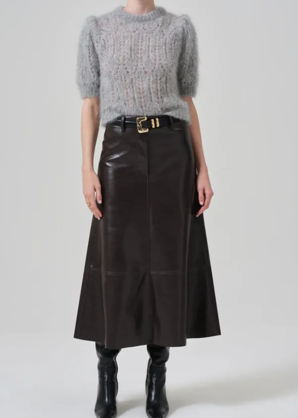 Citizens of Humanity Cassia Leather Skirt - Chocolate | Skirts