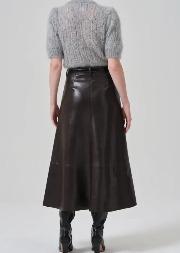 Citizens of Humanity Cassia Leather Skirt - Chocolate | Skirts