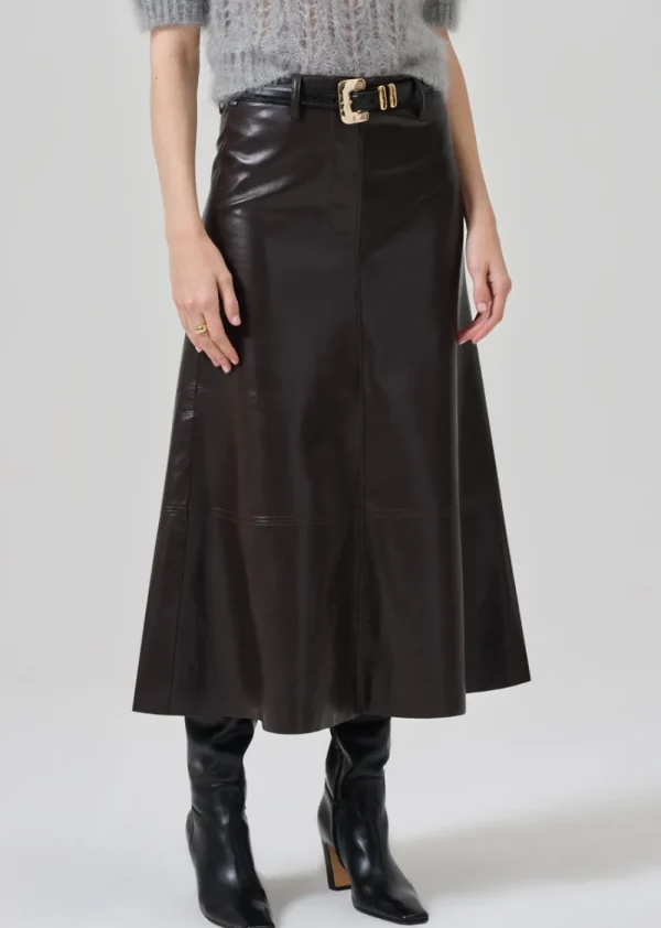 Citizens of Humanity Cassia Leather Skirt - Chocolate | Skirts