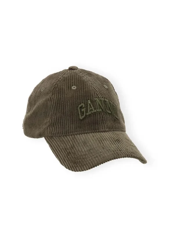GANNI Corduroy Cap - Military Olive | Hats