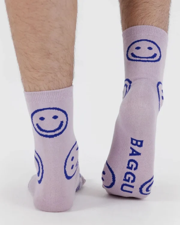 BAGGU Crew Sock - Dusty Pink Happy | Socks
