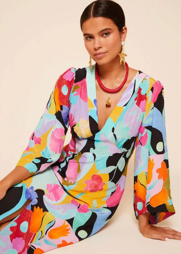Rixo Dahlia Dress - Abstract Tulip Black | Dresses