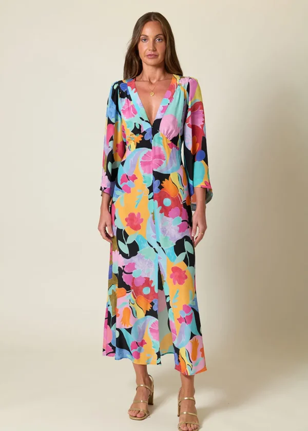Rixo Dahlia Dress - Abstract Tulip Black | Dresses