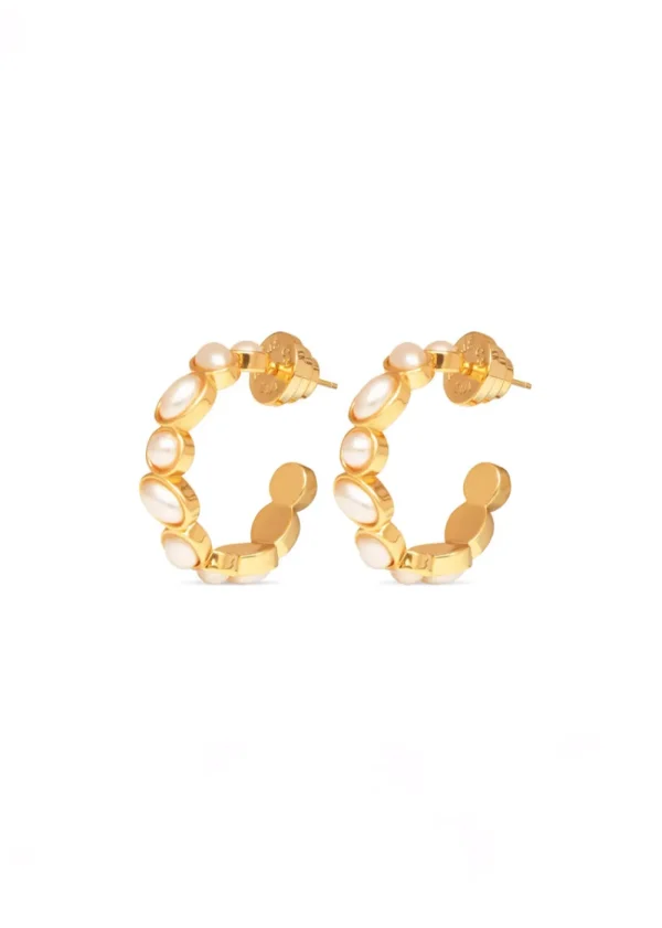 Talis Chains Deconstructed Hoops - Pearl | Earrings