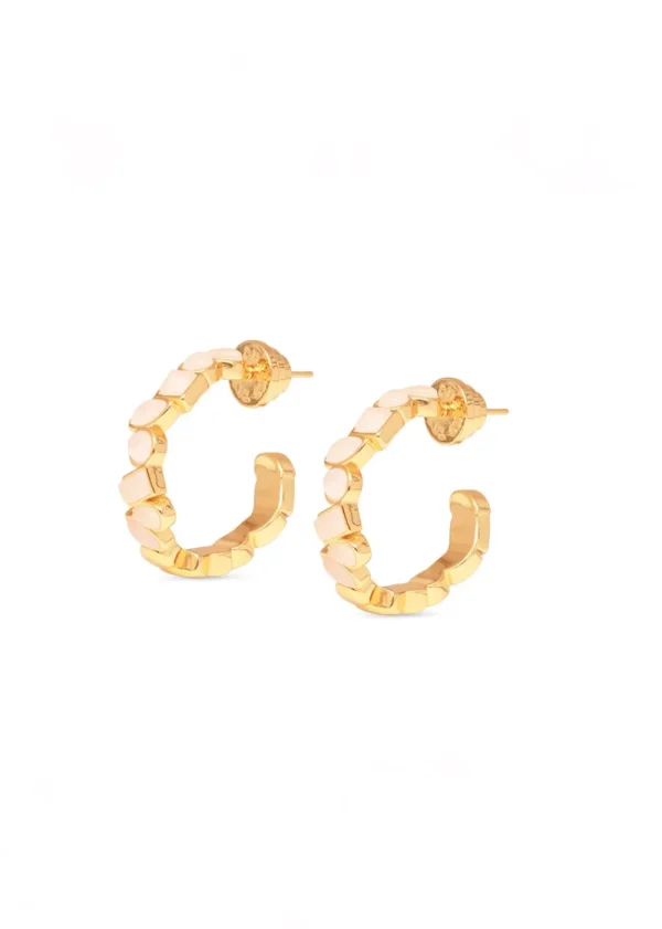 Talis Chains Deconstructed Hoops - Rose Quartz | Earrings