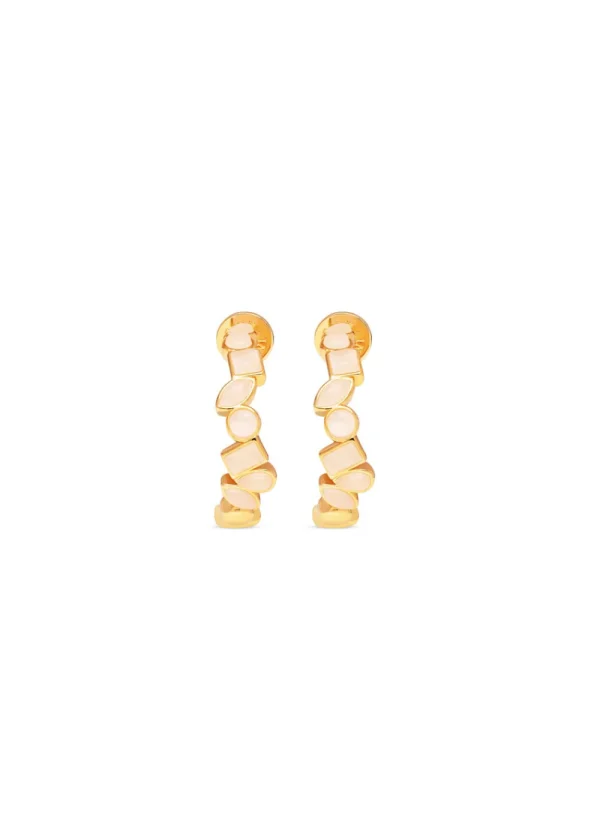 Talis Chains Deconstructed Hoops - Rose Quartz | Earrings