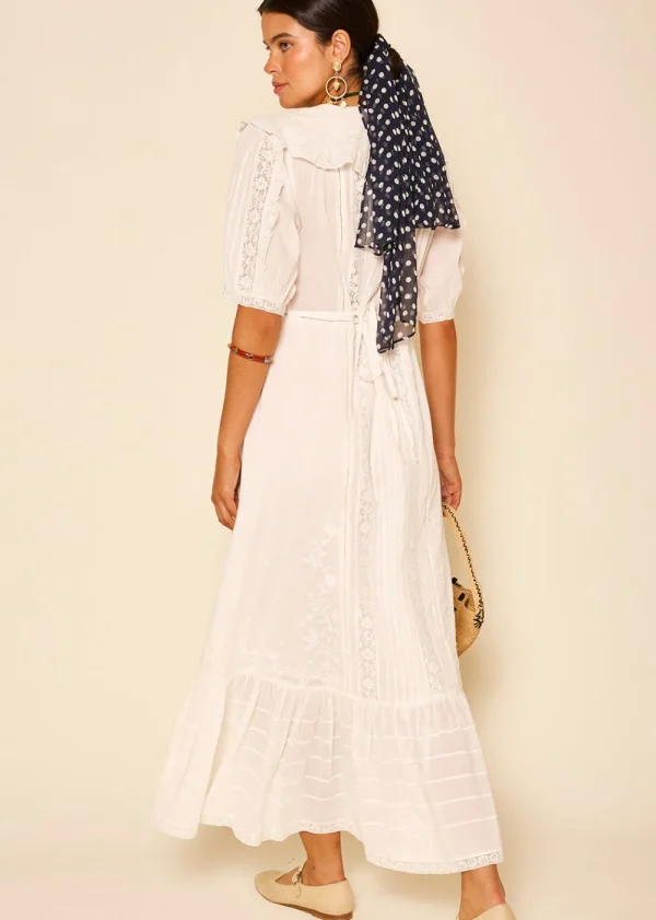 Rixo Edina Dress - Pansy Embroidery White | Dresses