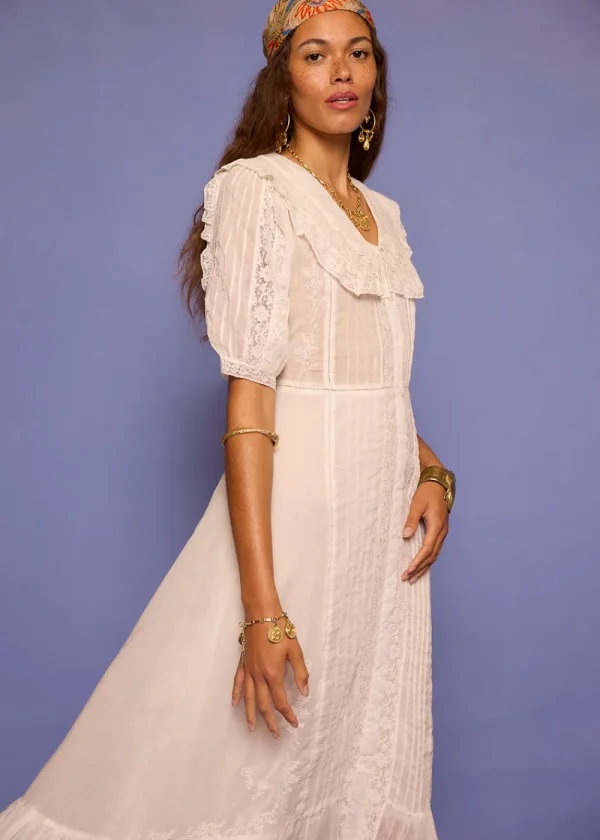 Rixo Edina Dress - Pansy Embroidery White | Dresses