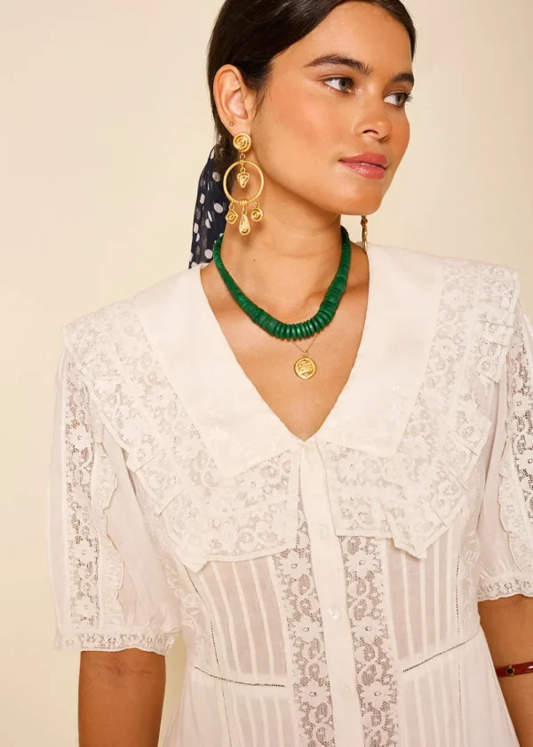 Rixo Edina Dress - Pansy Embroidery White | Dresses