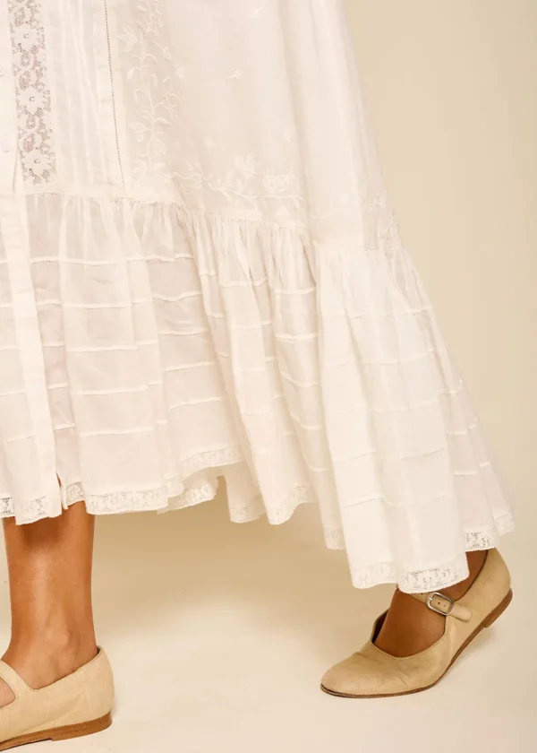 Rixo Edina Dress - Pansy Embroidery White | Dresses
