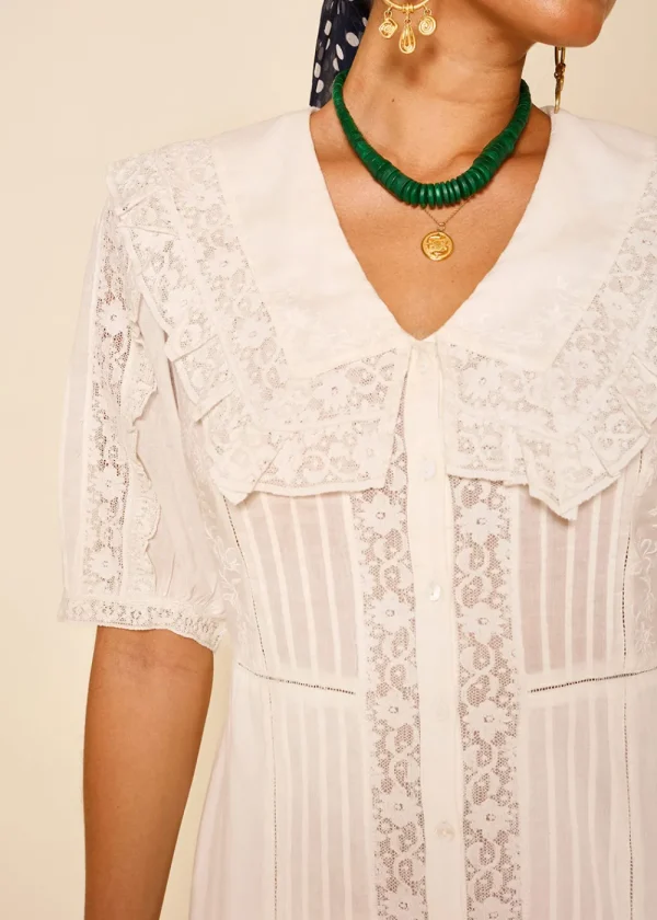 Rixo Edina Dress - Pansy Embroidery White | Dresses