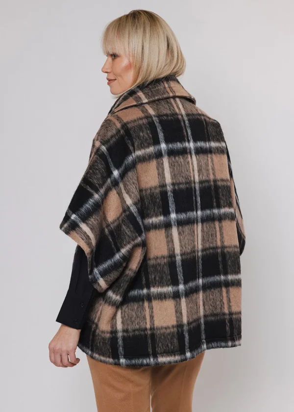 Rino & Pelle Eliana Check Cape - Twig | Coats & Jackets
