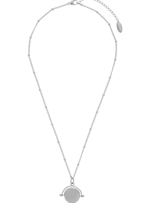 Orelia Faceted Disc Spinner Necklace - Silver | Necklaces