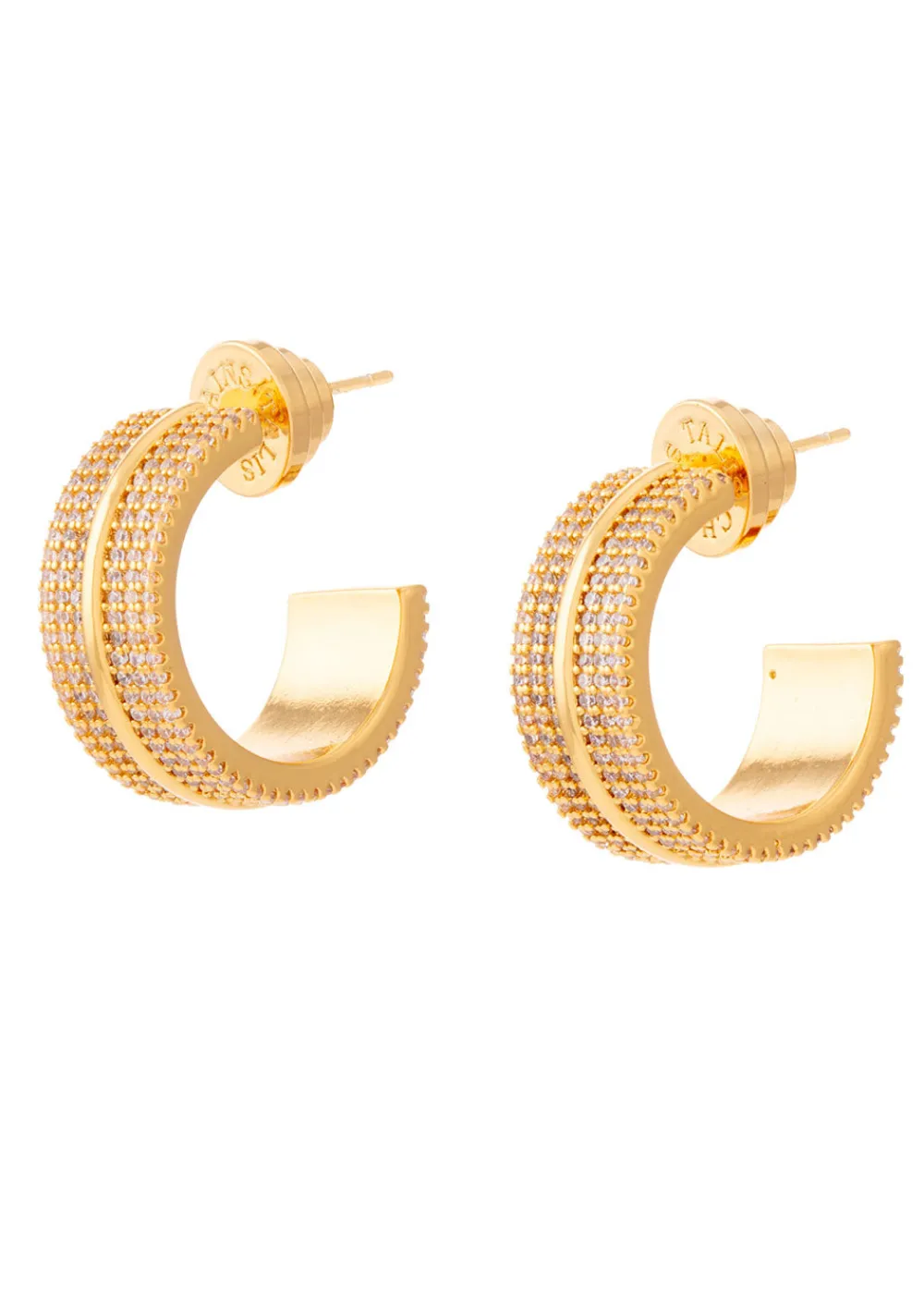 flat_hoops__cubic_zirconi_0.webp Talis Chains Flat Hoops - Cubic Zirconia | Earrings