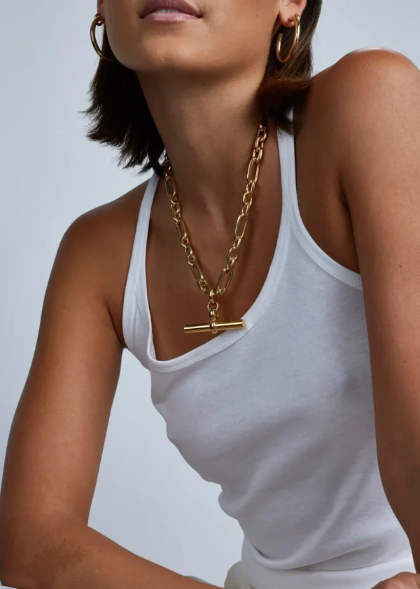 Tilly Sveaas Giant Gold T-Bar Watch Chain Necklace | Necklaces