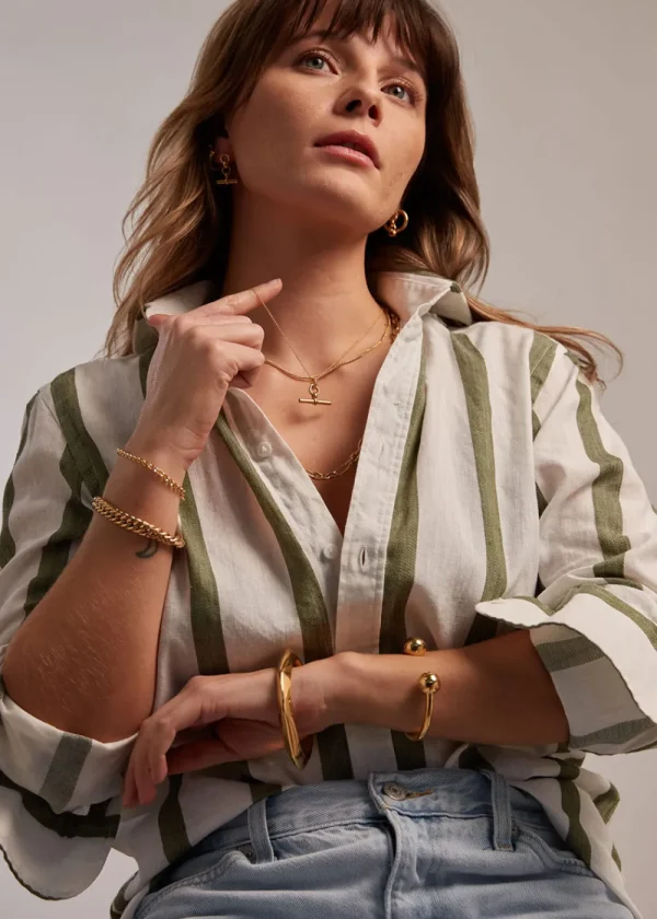 Tilly Sveaas Gold T-Bar Drop Earrings | Earrings