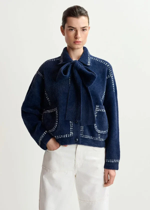 Essentiel Antwerp Hoops Stitch Knit - Dark Blue | Knitwear
