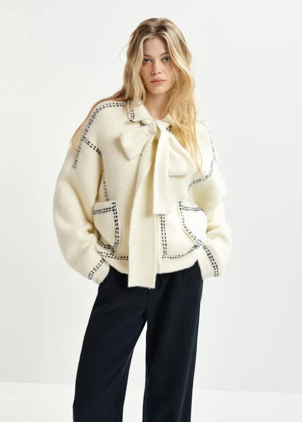 Essentiel Antwerp Hoops Stitch Knit - White | Knitwear