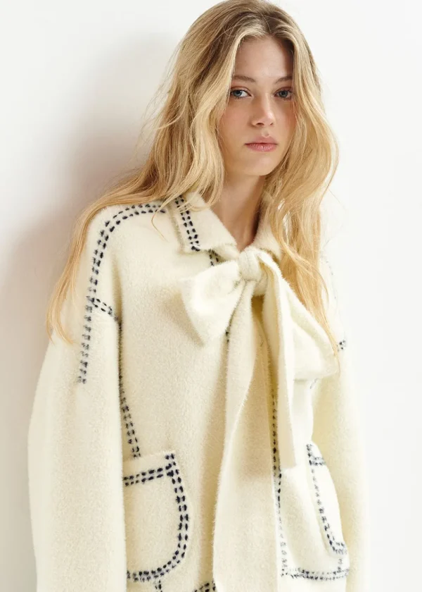 Essentiel Antwerp Hoops Stitch Knit - White | Knitwear