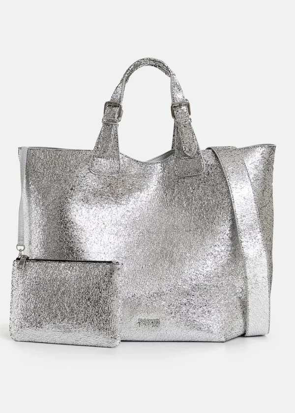 Essentiel Antwerp Hurry Metallic Shopper Bag - Silver | Bags