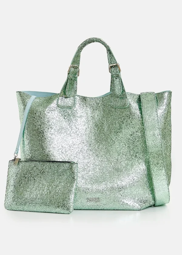 Essentiel Antwerp Hurry Metallic Shopper Bag - Green | Bags