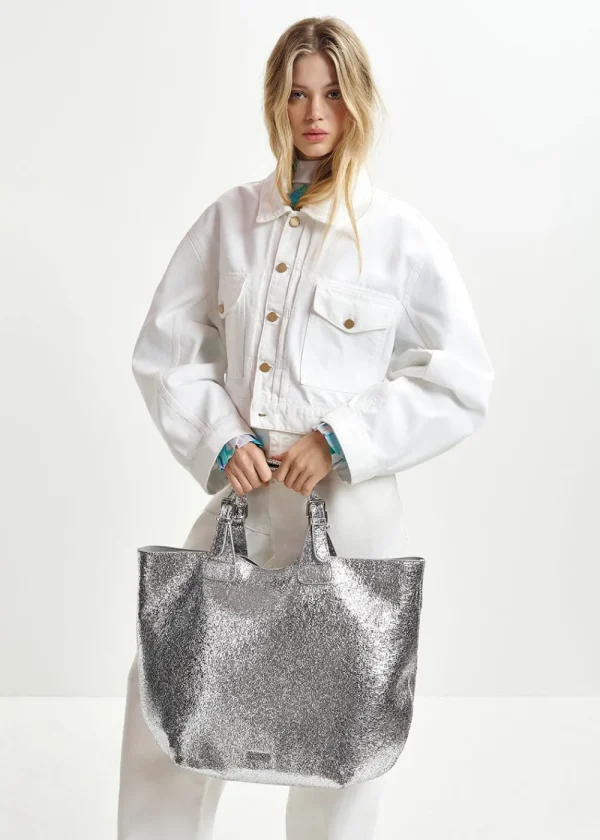 Essentiel Antwerp Hurry Metallic Shopper Bag - Silver | Bags