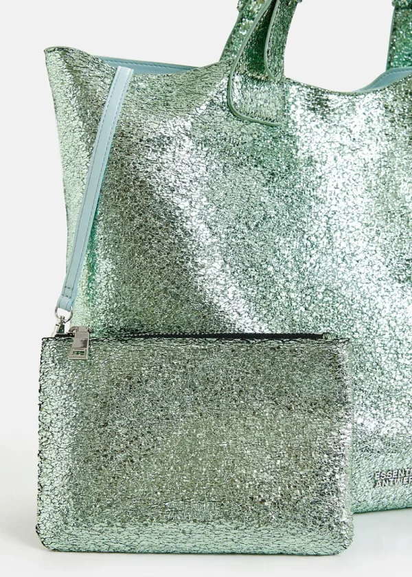 Essentiel Antwerp Hurry Metallic Shopper Bag - Green | Bags