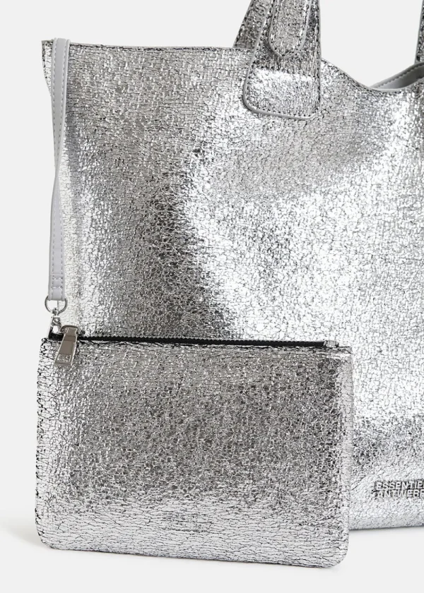 Essentiel Antwerp Hurry Metallic Shopper Bag - Silver | Bags