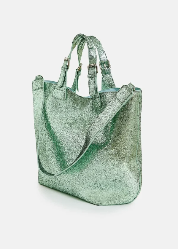Essentiel Antwerp Hurry Metallic Shopper Bag - Green | Bags
