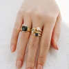 Anna Beck Hypersthene, Pyrite, and Pearl Faux Stacking Ring - Gold | Rings