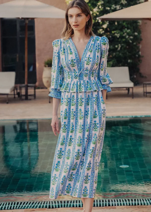 Pink City Prints Indigo Border Melanie Dress | Dresses