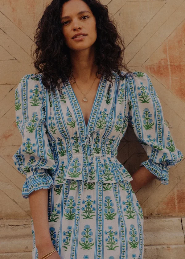 Pink City Prints Indigo Border Melanie Dress | Dresses
