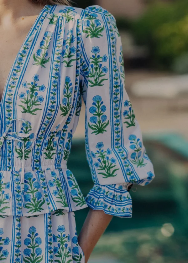 Pink City Prints Indigo Border Melanie Dress | Dresses