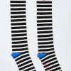 Damson Madder Knee Length Socks - Black & White Stripe | Socks