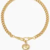 Tilly Sveaas Large Gold Heart on Large Gold Curb Clip Necklace | Necklaces