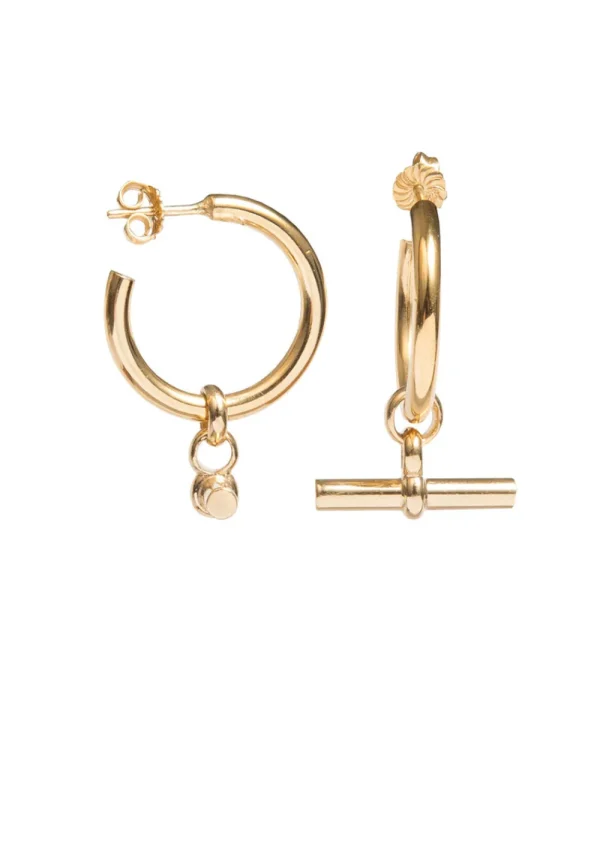 Tilly Sveaas Large Gold T-Bar Earrings | Earrings