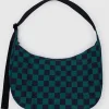 BAGGU Large Nylon Crescent Bag - Navy Green Check | Bags