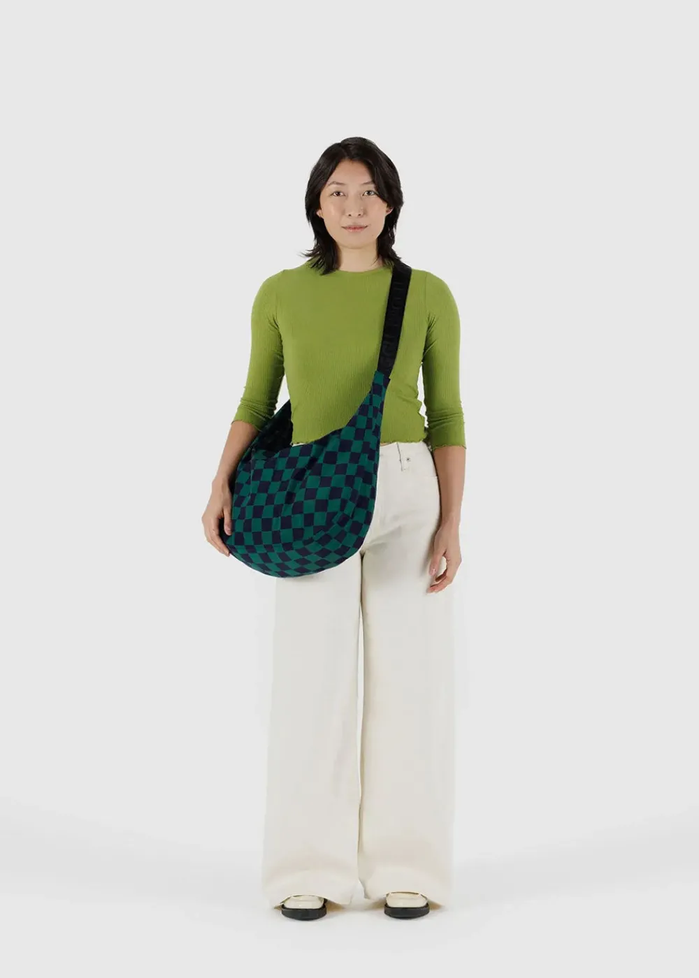 large_nylon_crescent_bag__2-1.webp BAGGU Large Nylon Crescent Bag - Navy Green Check | Bags