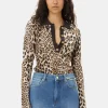 GANNI Leopard Knitted Polo Shirt | Knitwear