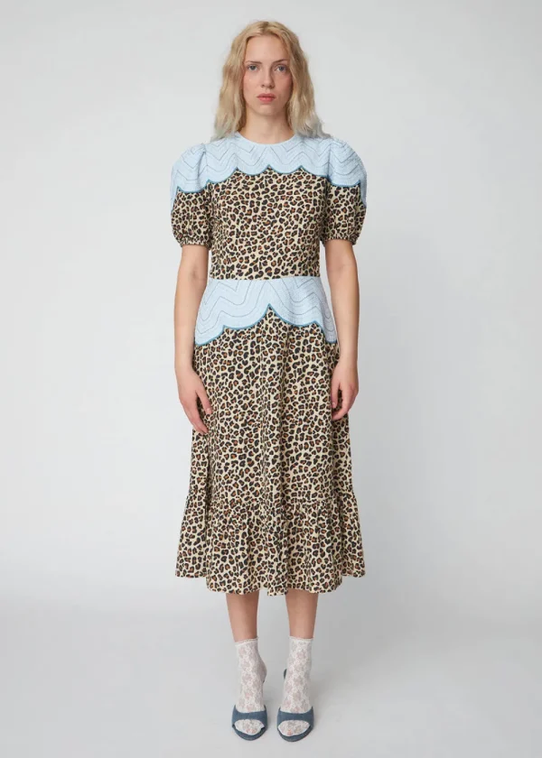 Stella Nova Leopard Midi Dress With Embroidery | Dresses