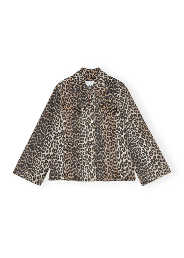 GANNI Leopard Printed Denim Jacket | Coats & Jackets