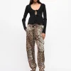 GANNI Leopard Printed Satin Trousers | Trousers