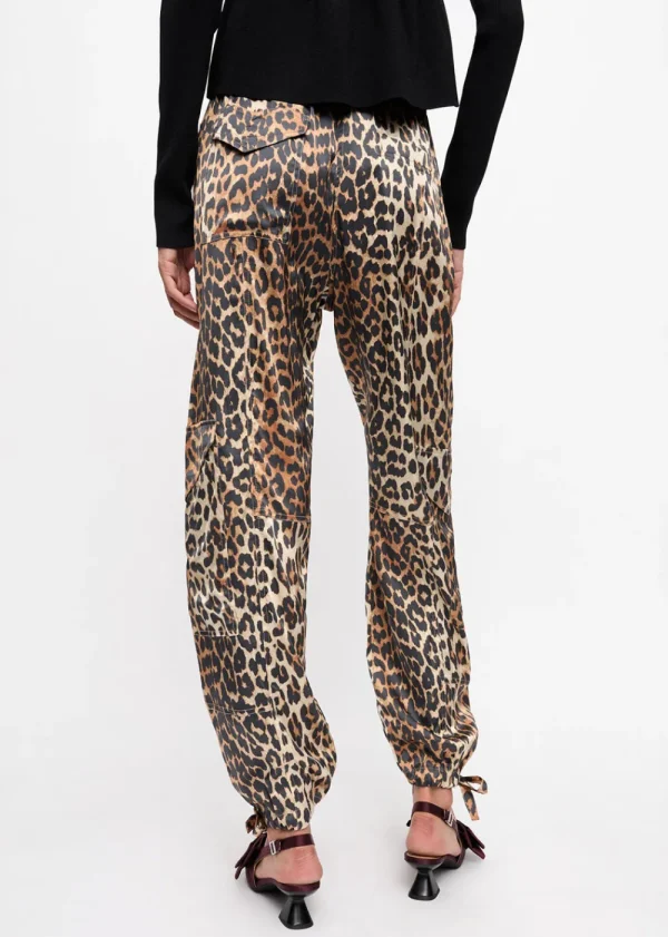 GANNI Leopard Printed Satin Trousers | Trousers