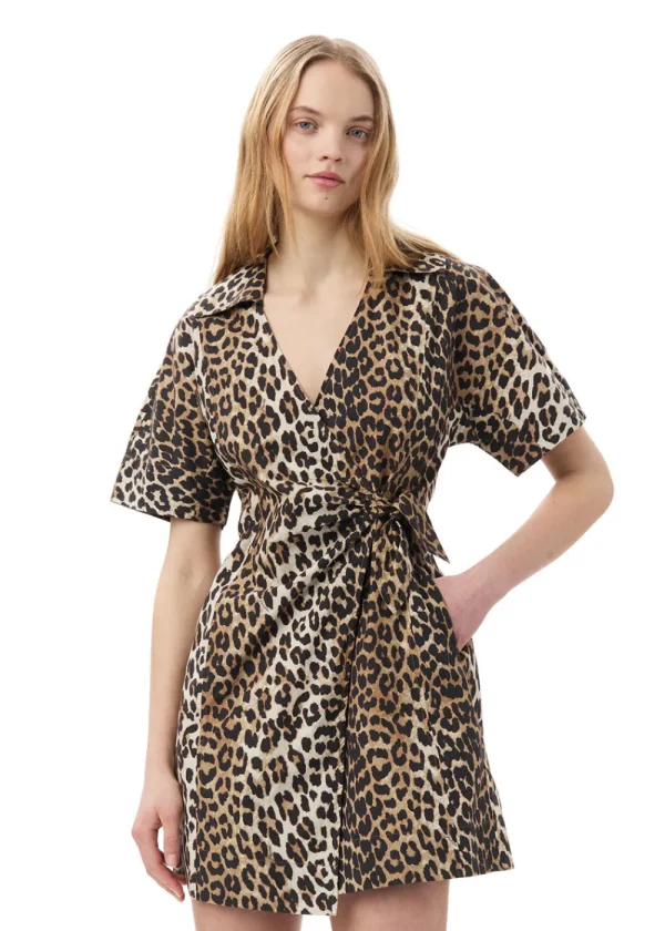 GANNI Leopard Printed Wrap Mini Dress | Dresses